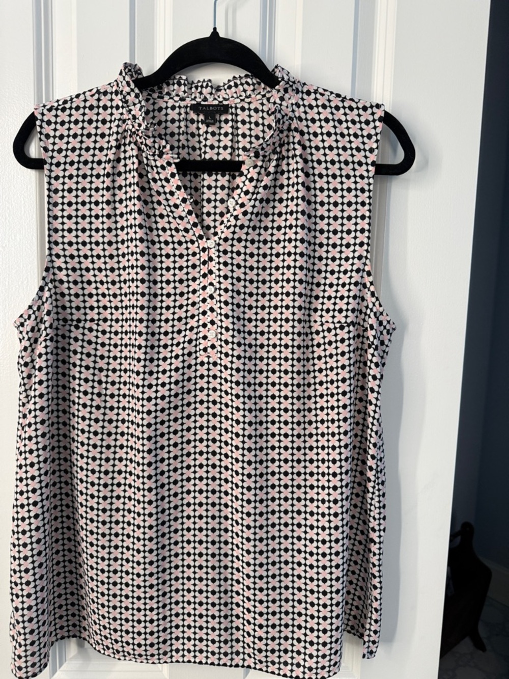 Talbots Pink and Black Sleeveless Geometric Print Camisole